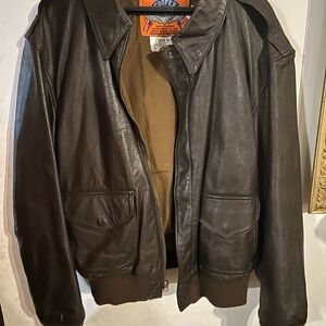Vintage Cooper Type A-2 Leather Flight Jacket Size 46 R Air Force Brown Bomber